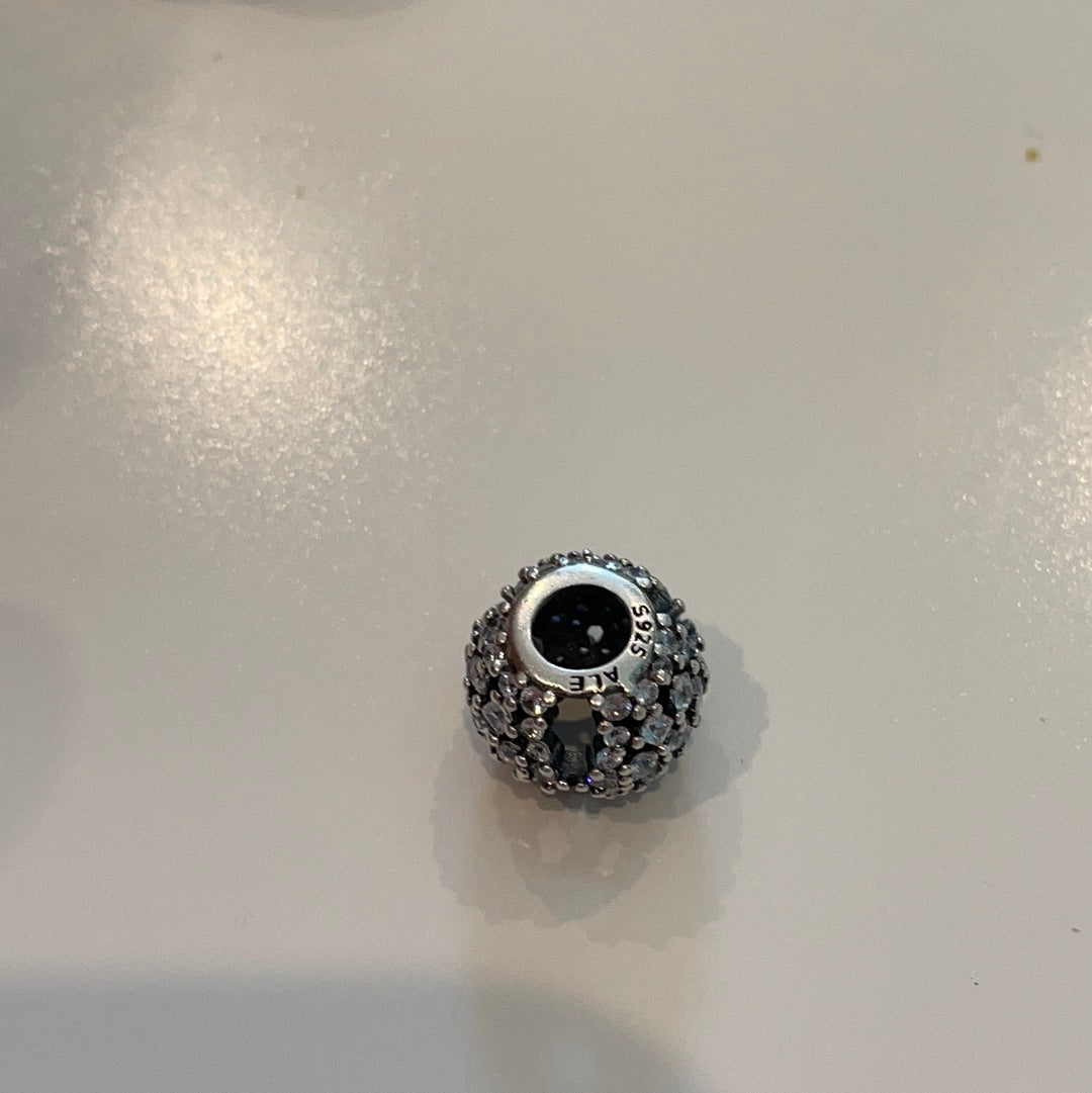 Genuine Pandora Sparkle Pave Open Work Snowflake Ball Charm