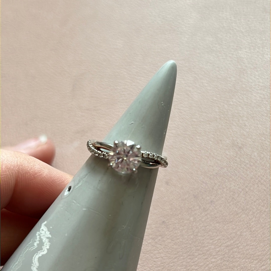 Sterling Silver CZ Cross Over Pave Ring Size 52