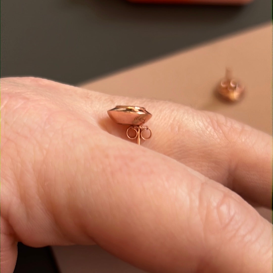 Sterling Silver Rose Gold Pave Circle Earrings
