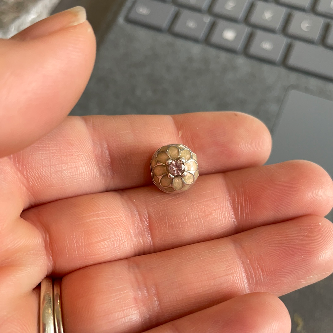 Genuine Pandora Cream Blooming Dahlia Flower Bloom Clip