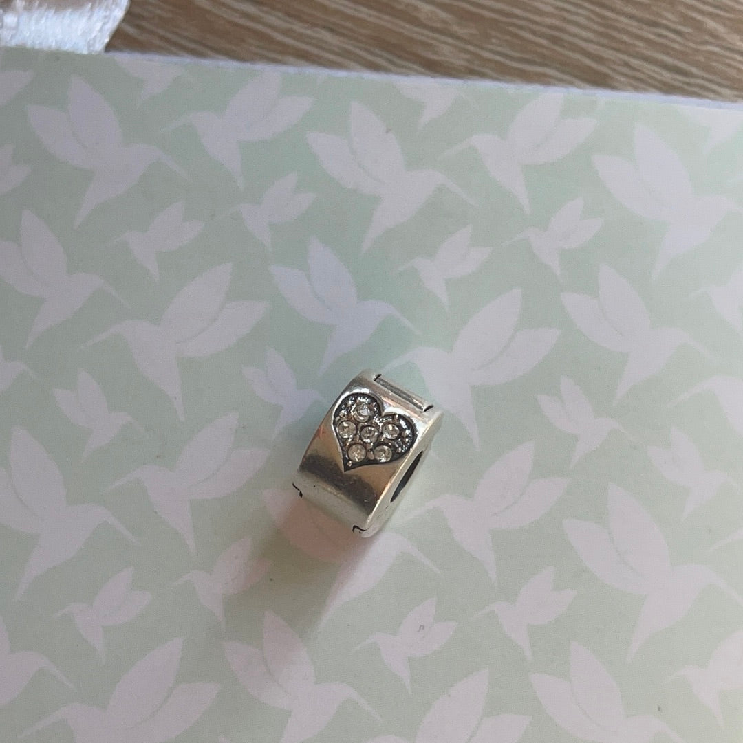 Genuine Chamilia Pave Heart Silicone Clip Charm