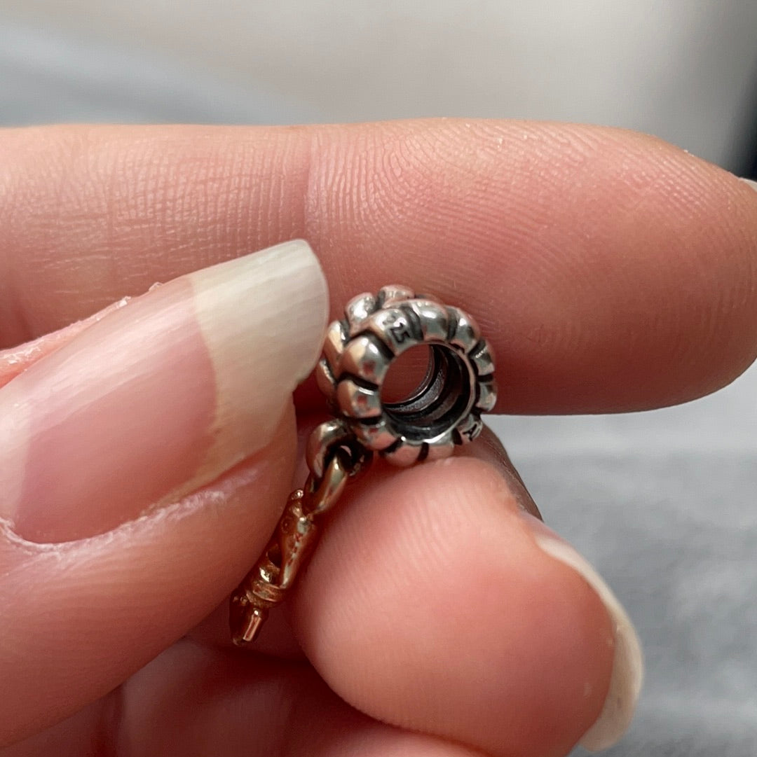 Genuine Pandora Two Tone RARE HTF Seahorse Dangle Charm