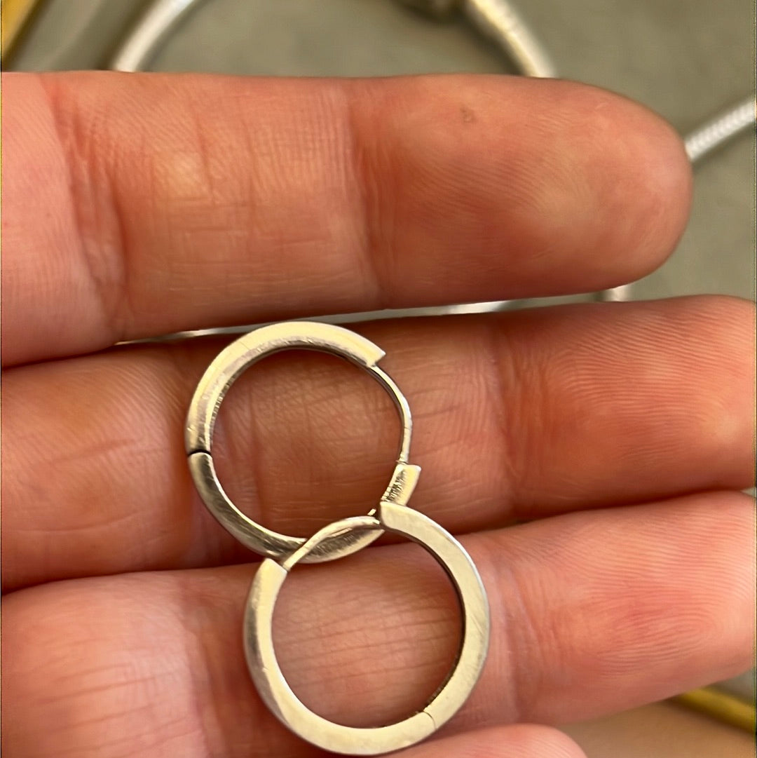 Sterling Silver Pave Hoop Earrings