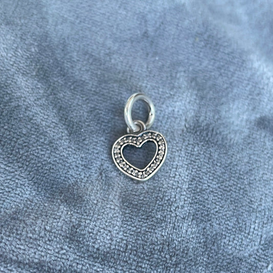 Genuine Pandora Pave Heart CZ Stone Heart Dangle Charm