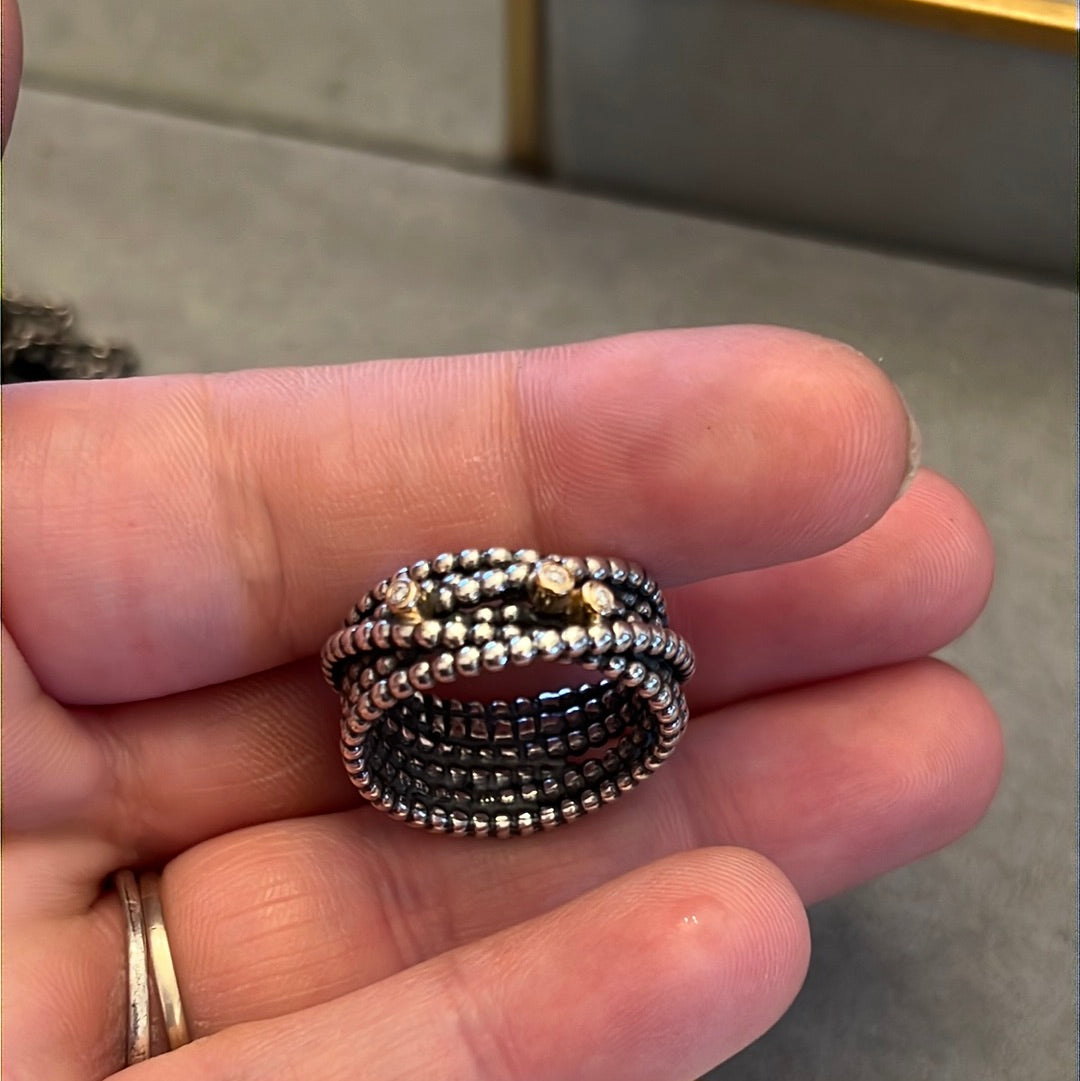 Genuine Pandora Gold & Diamond Two Tone Kerry's Precious Entangled Beauty Ring 60 Retired HTF Rare