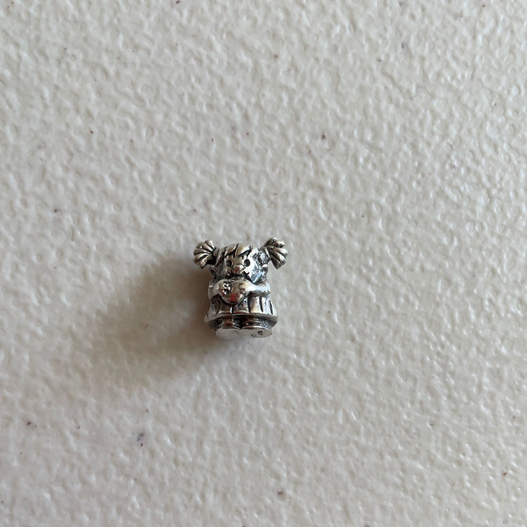 Genuine Chamilia Little Girl Daughter/ Grandchild Charm With Pigtails and heart