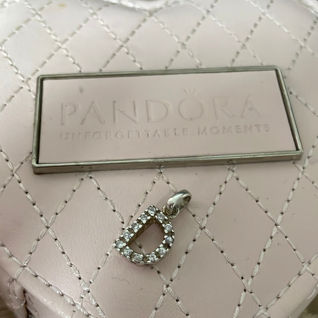 Sterling Silver Letter D Pave Dangle Charm