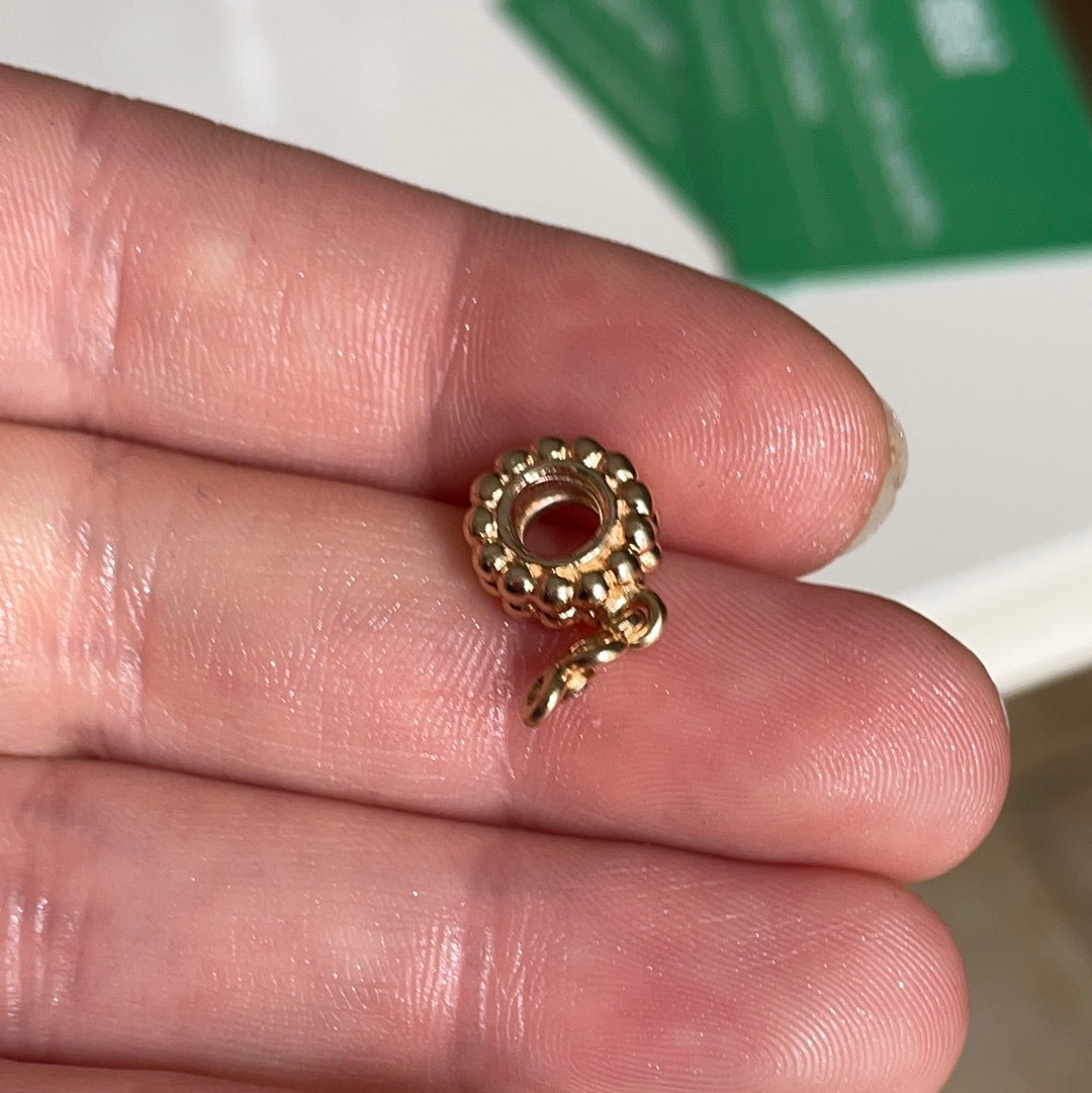 Genuine Pandora Solid 14ct Gold Diamond Posy Flower Dangle Charm HTF