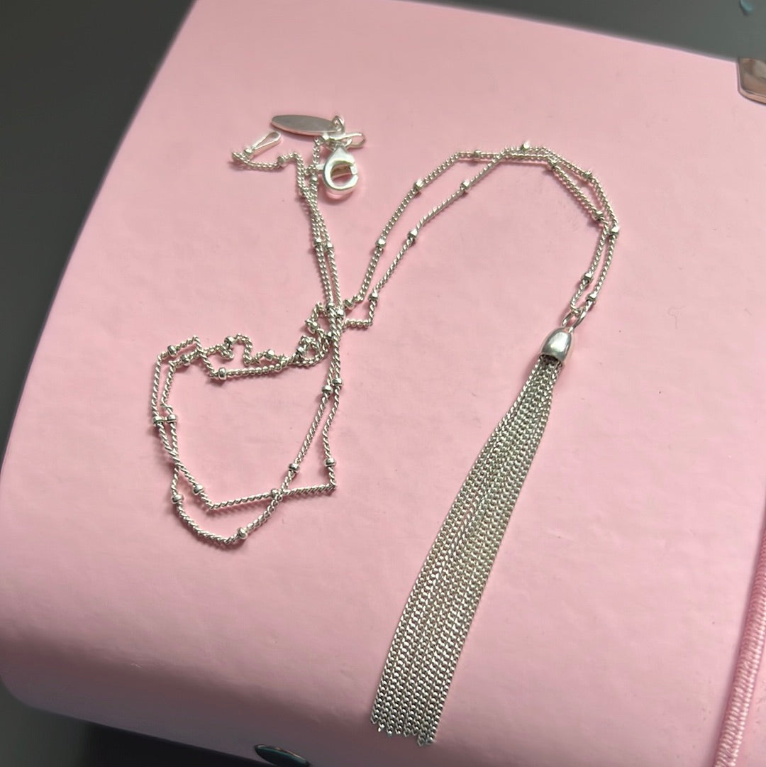 Genuine Links of London Sterling Silver Beaded Necklace With Tassel