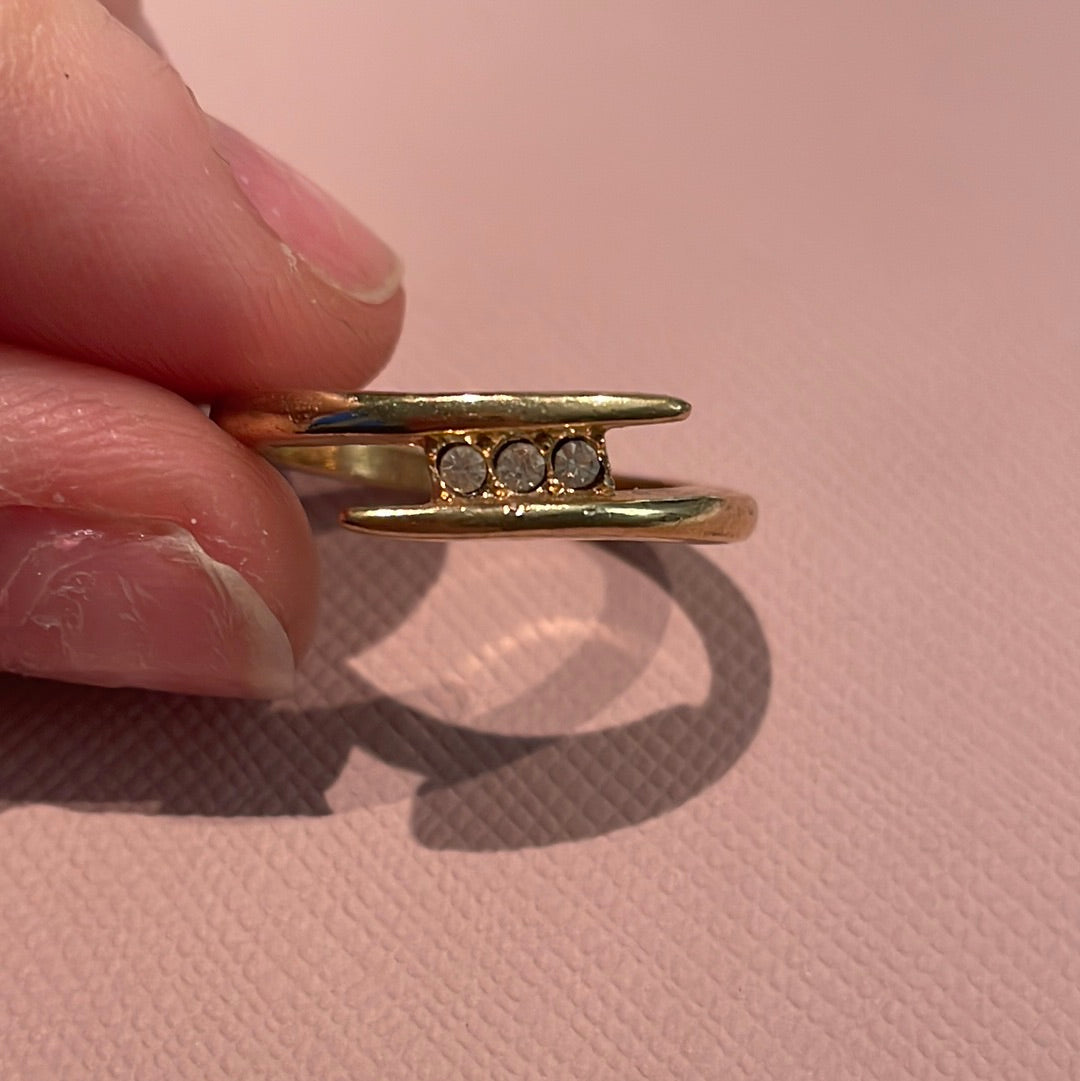 Unbranded Sterling Silver Gold Plated Clear CZ Stone Ring Size 56