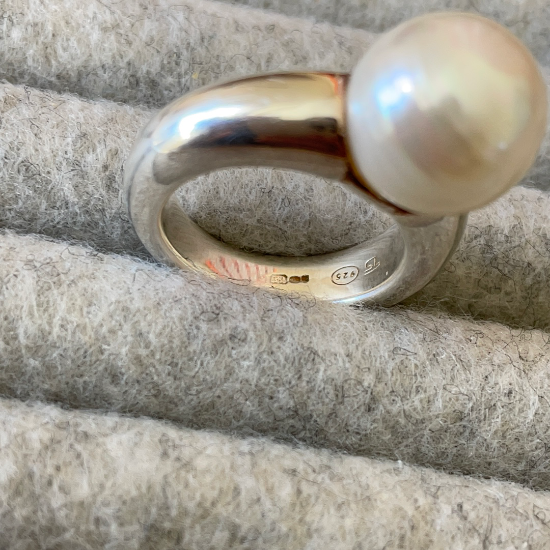 Thomas Sabo Sterling Silver Large White Pearl Ring Size 51/ 52 HTF