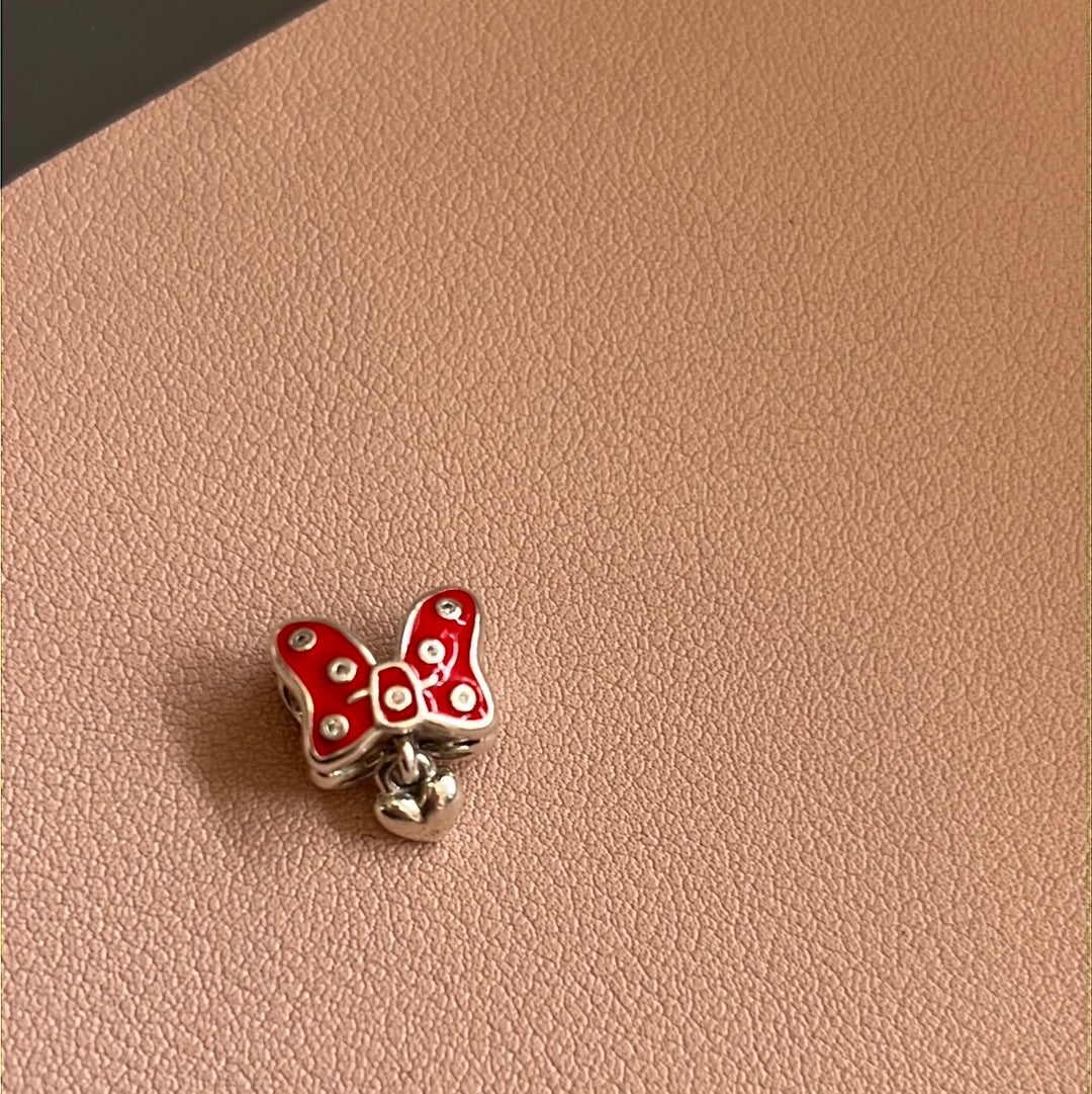 Genuine Pandora Disney Parks Exclusive Minnie Mouse Red Enamel Bow Charm