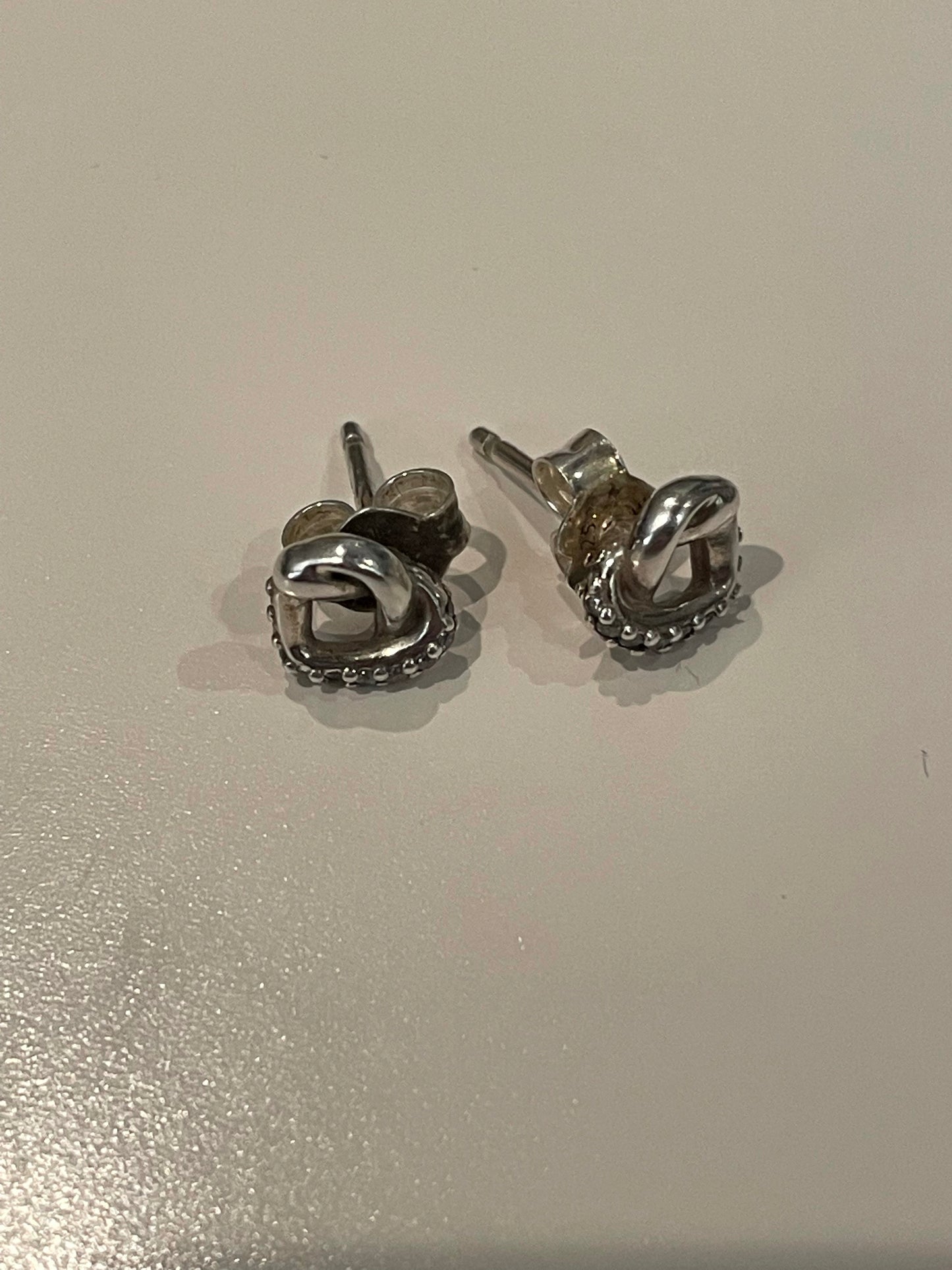 Genuine Pandora Pave intwined heart earrings