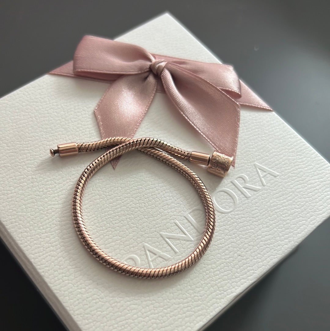 Genuine Pandora Rose Gold Smooth Snake Chain 21cm New Style