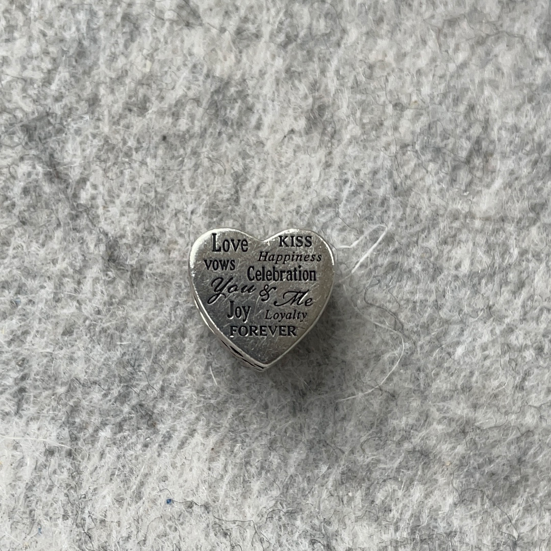 Genuine Pandora Wedding Words Love Heart Gift Bride and Groom Heart