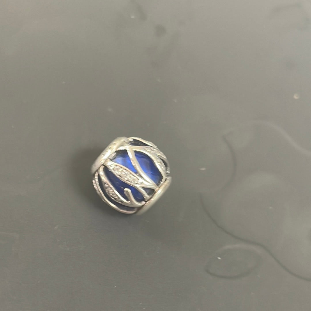 Genuine Pandora Encased In Leaves Blue sold as one