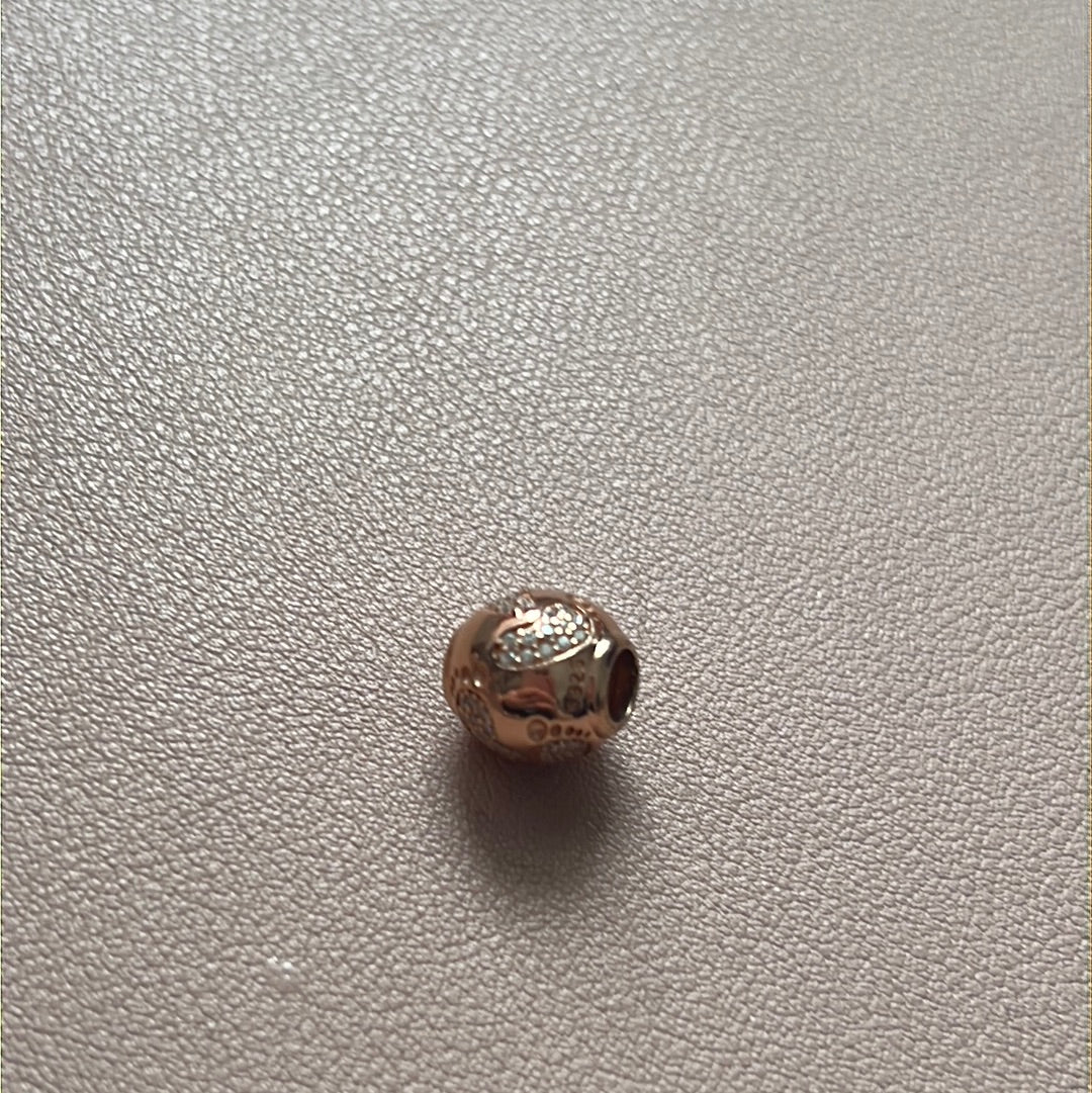 Unbranded Sterling Silver Rose Gold Plated Pave Baby Footprint Charm