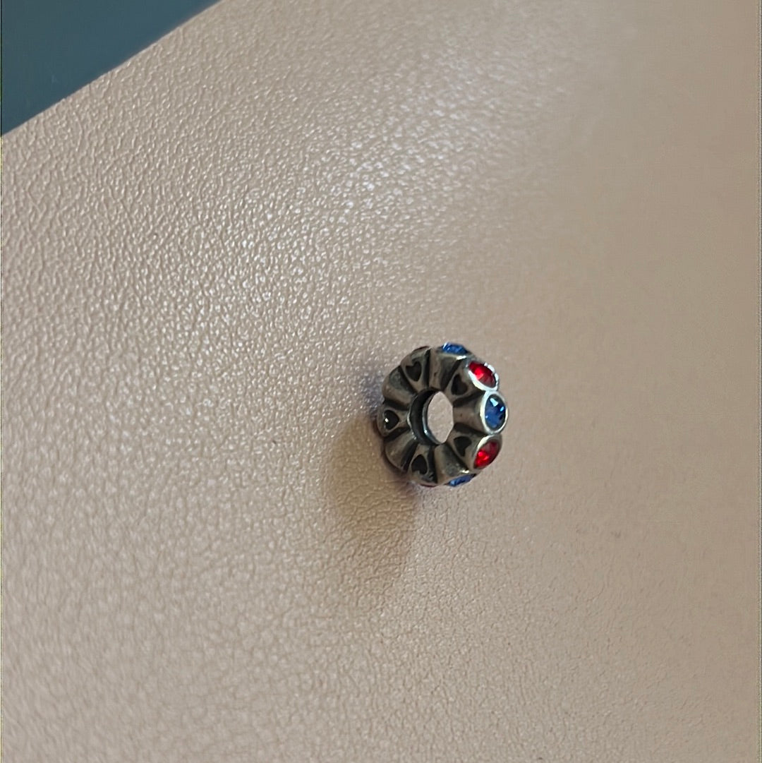 Genuine Chamilia Red and Blue Stone Spacer