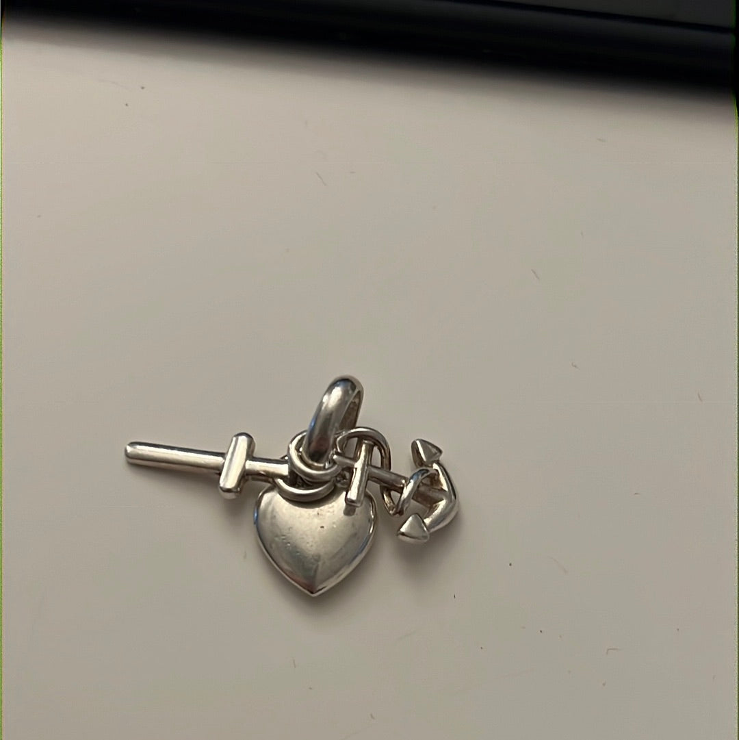 Genuine Links of London Sterling Silver Anchor Cross and Heart