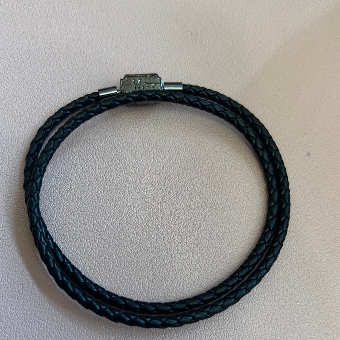Genuine Pandora Disney Star Wars LMTD Edition Double Black Leather Bracelet Med/ Lrg
