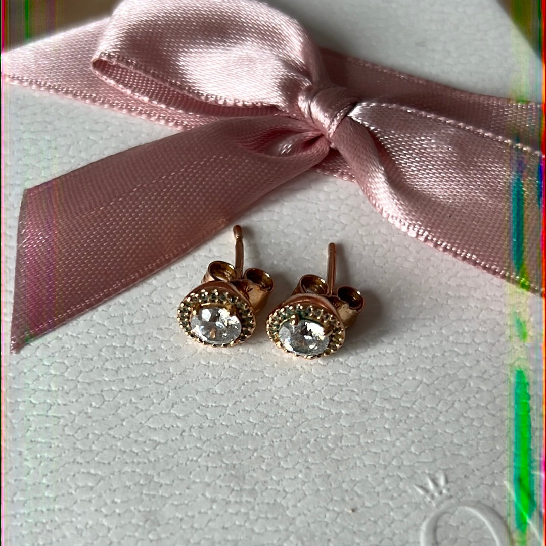 Genuine Pandora Rose Gold Beautiful Clear Circle Earrings Studs BEAUTIFUL