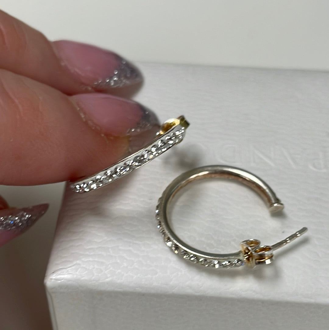 Sterling Silver Hoop Earrings Pave