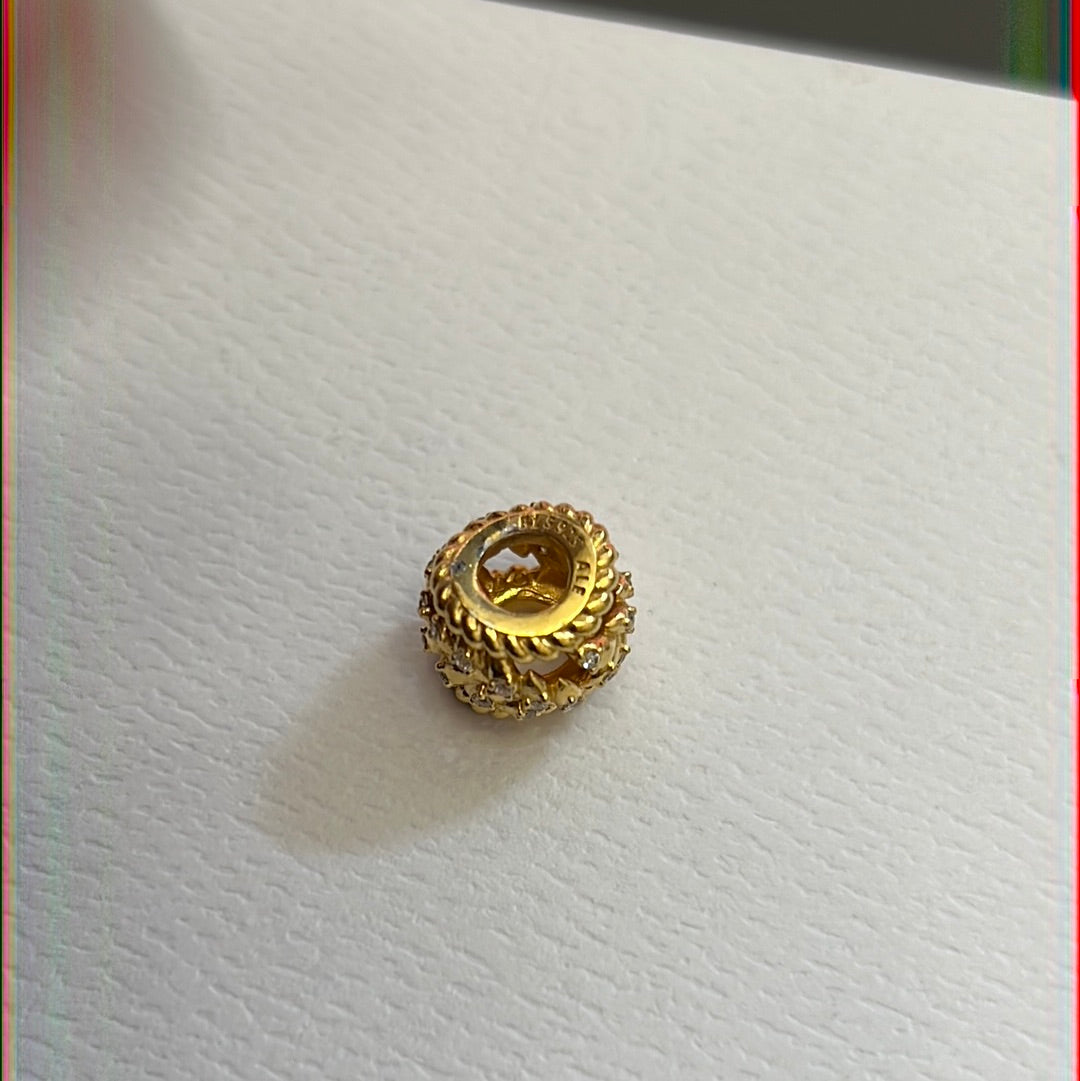 Genuine Pandora Shine Wheat Sheaf Pave Grain Charm Gold