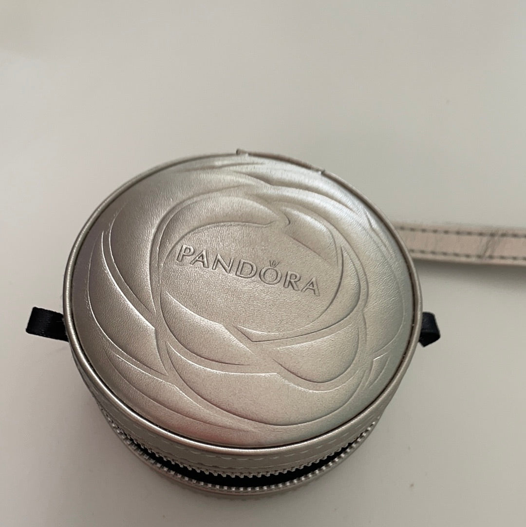 Genuine Pandora Metallic Bronze Mini Travel Rose Zipped Jewellery Box Retired Promo With Handle