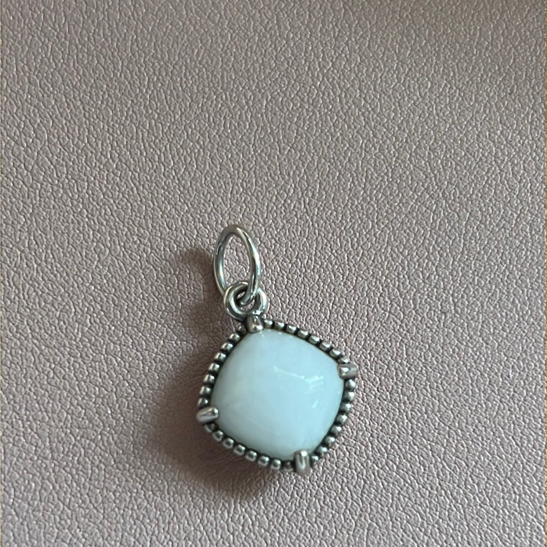 Genuine Pandora White Quartz Gemstone Pendant Dangle Rare Charm