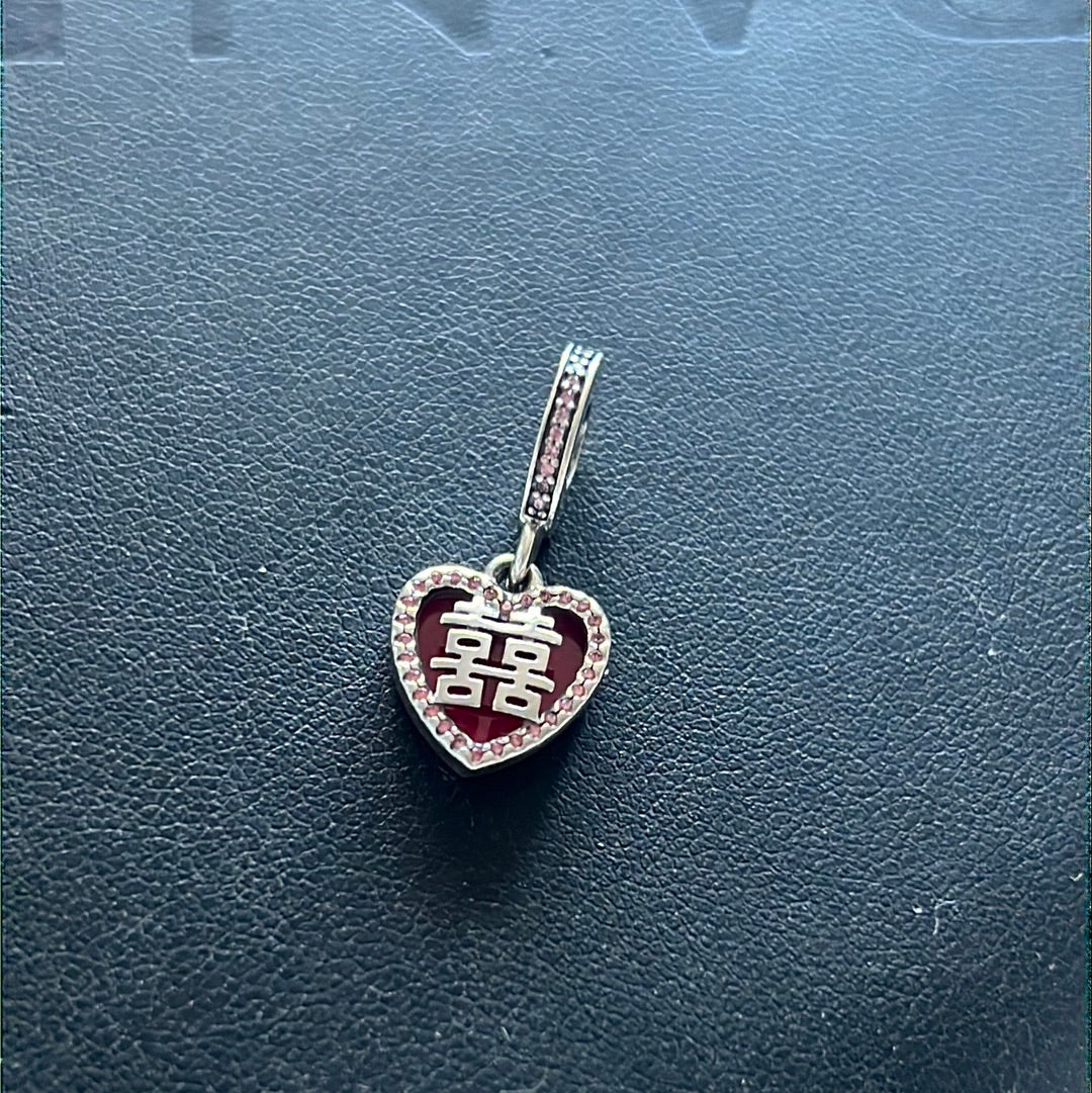 Genuine Pandora Love Chinese Pave Enamel Symbol Dangle Charm