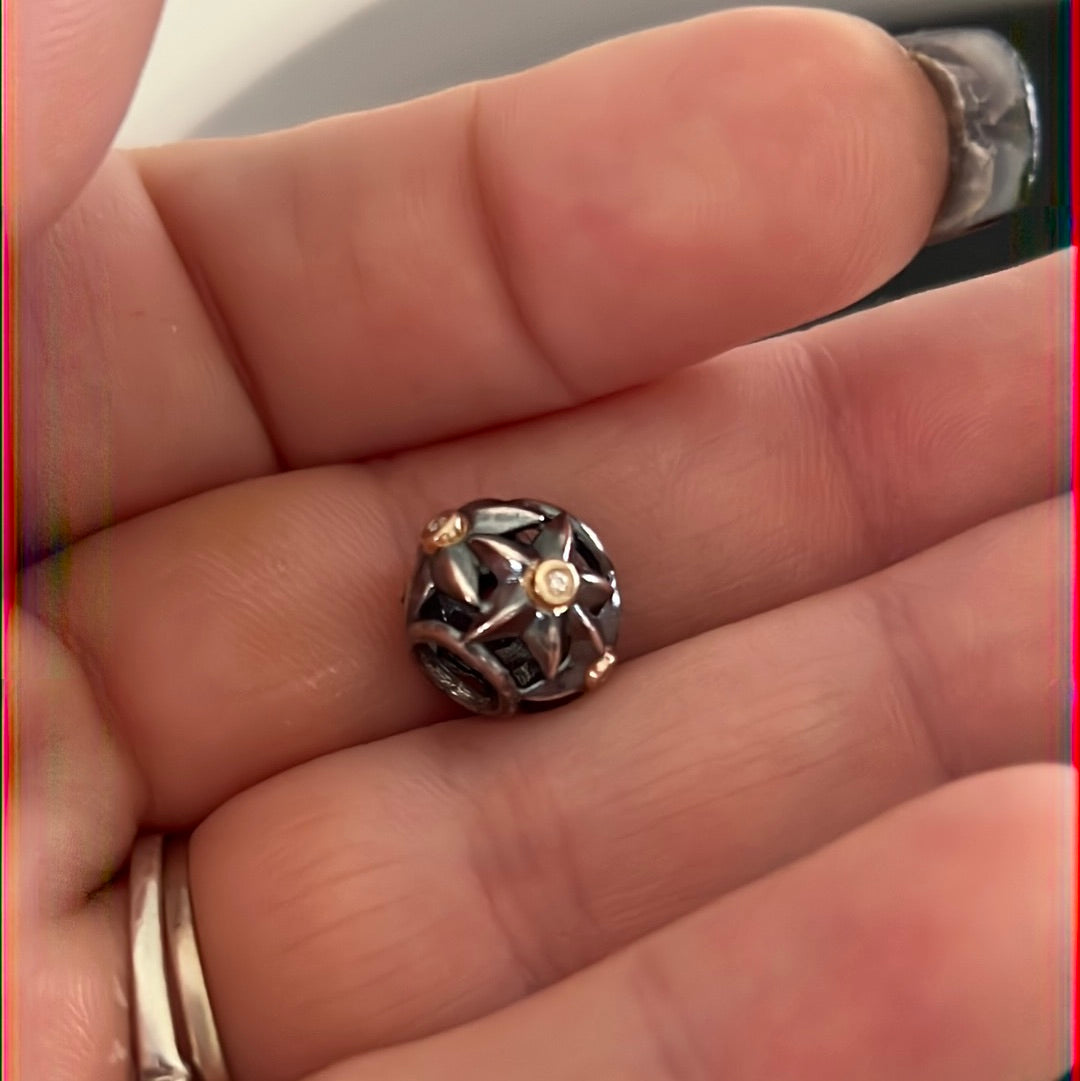 Genuine Pandora Stella Star Two Tone Hyper Rare Openwork Charm