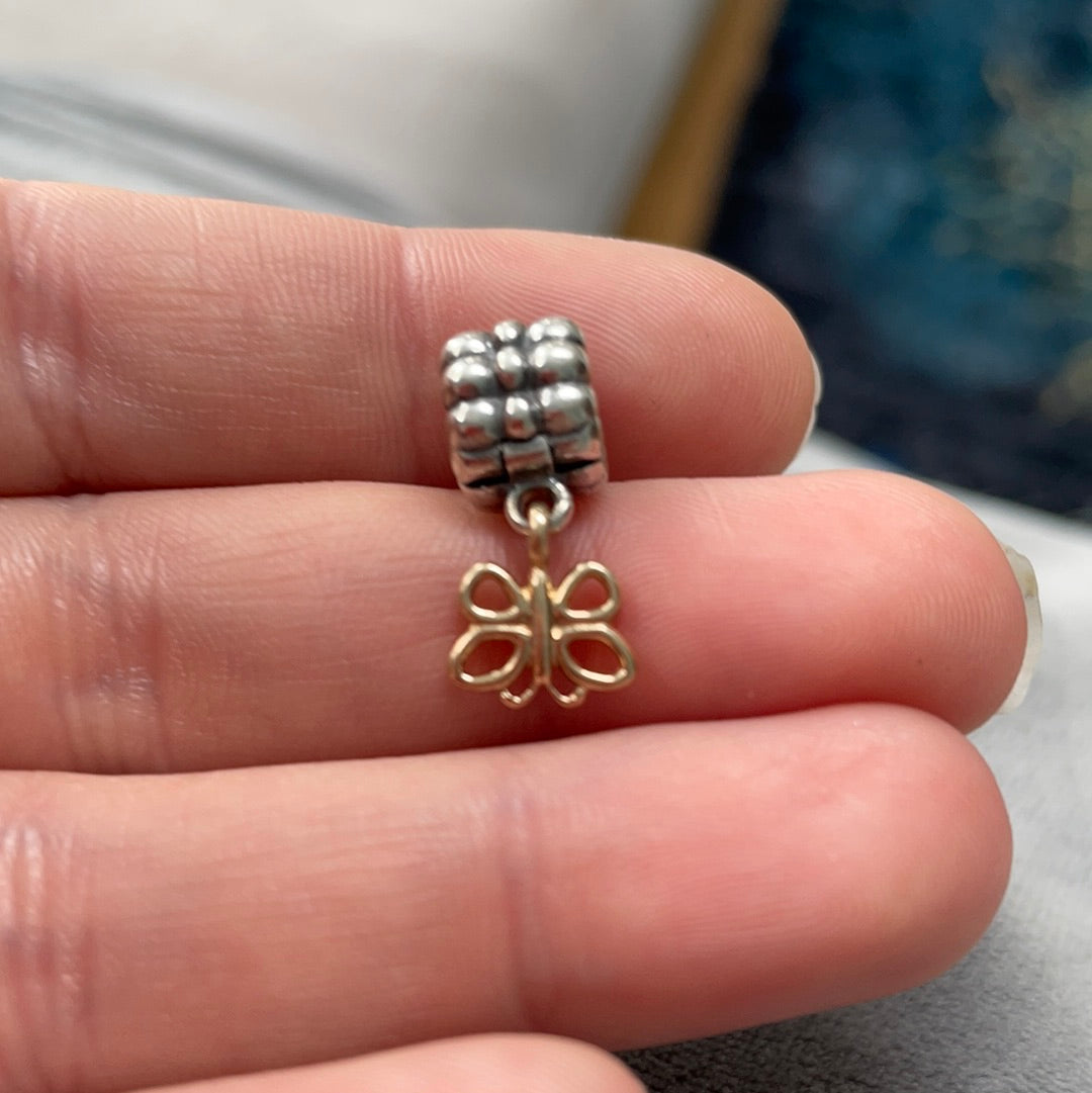 Genuine Pandora Two Tone RARE HTF Butterfly Dangle Clip