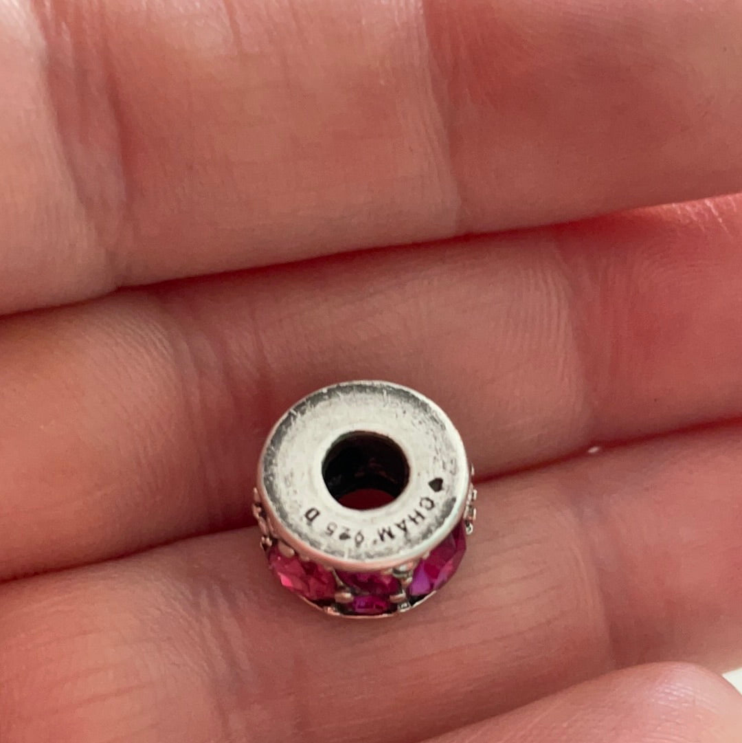 Genuine Chamilia Pink and Clear Large Stone Statement Abstract Charm