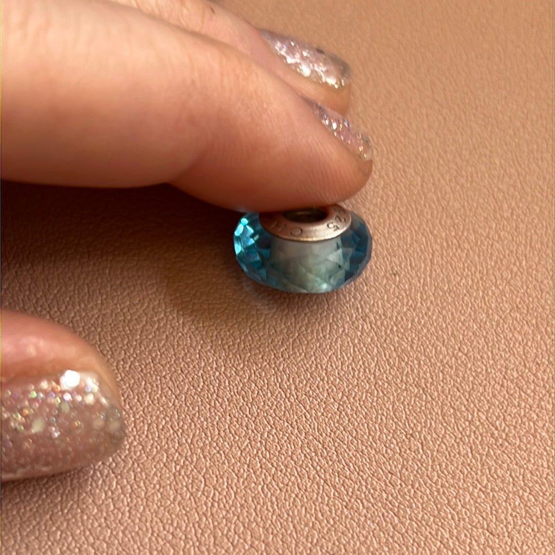 Genuine Chamilia Blue Faceted Murano Charm