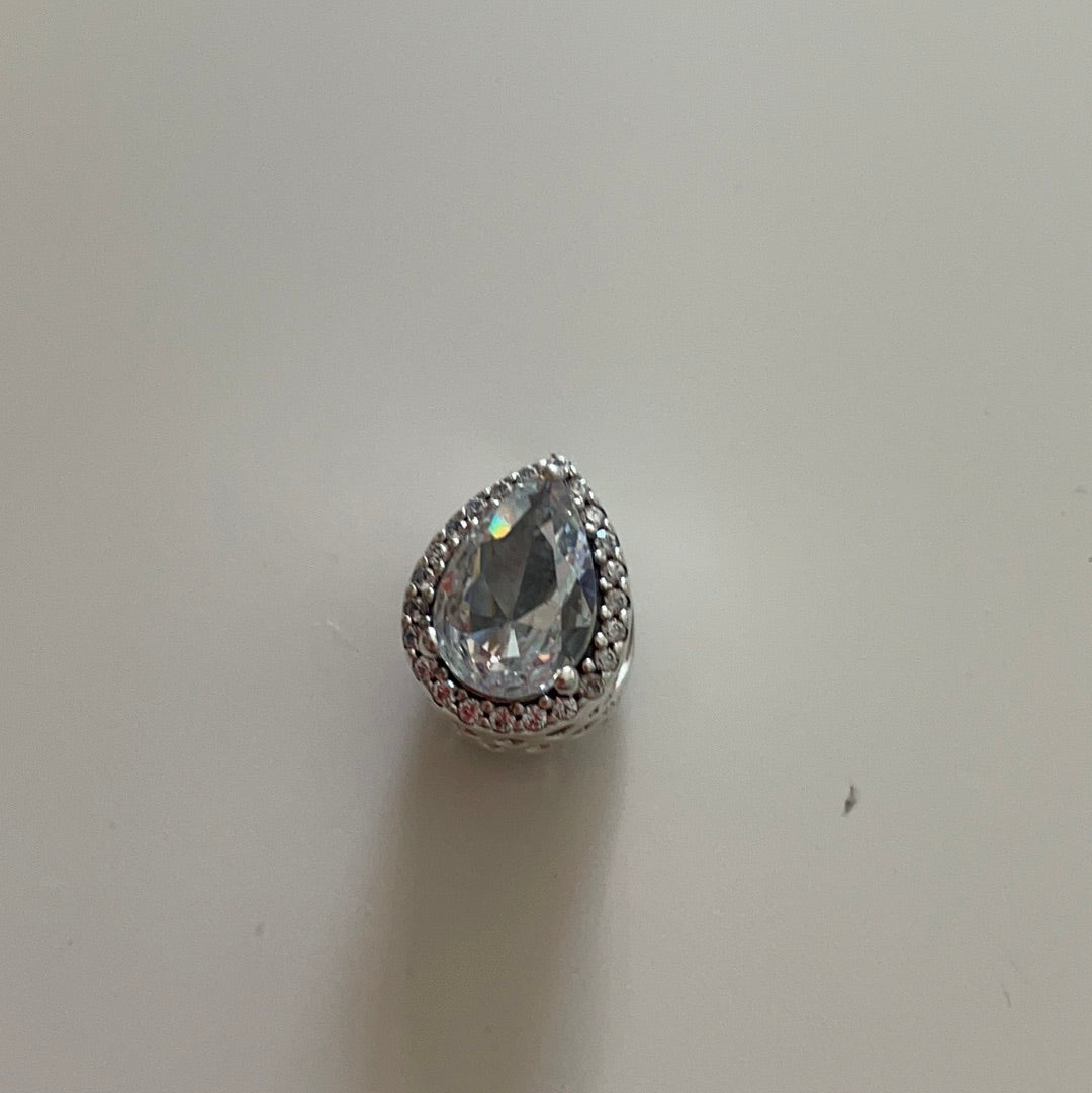 Genuine Pandora Silver Pave Teardrop Stone Beautiful!