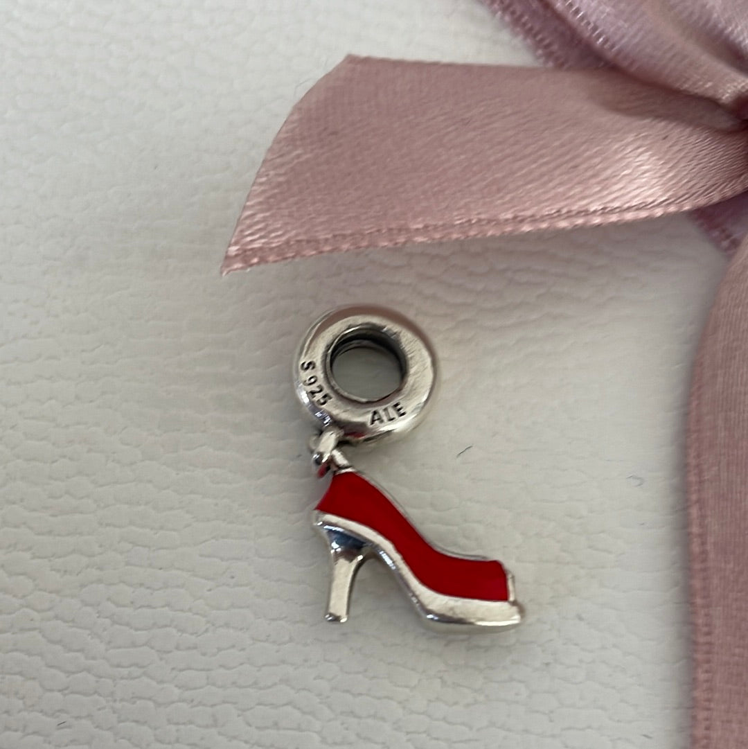 Genuine Pandora Red Enamel High Heeled Shoe Dangle