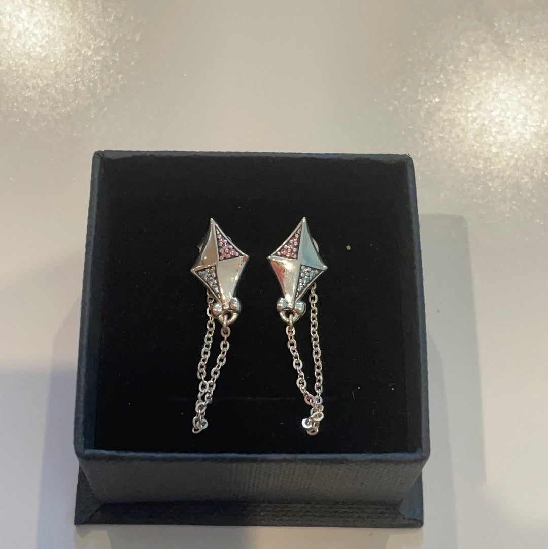 Genuine Chamilia Brand New in Box Disney Mary Poppins Kite Dangle Enamel Earrings