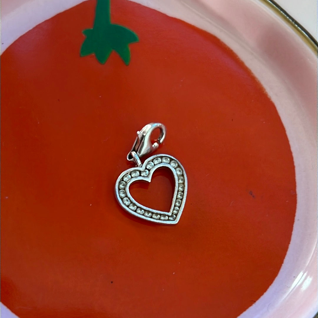 Genuine Thomas Sabo Sterling Silver Dangle Clip Pave Heart Charm