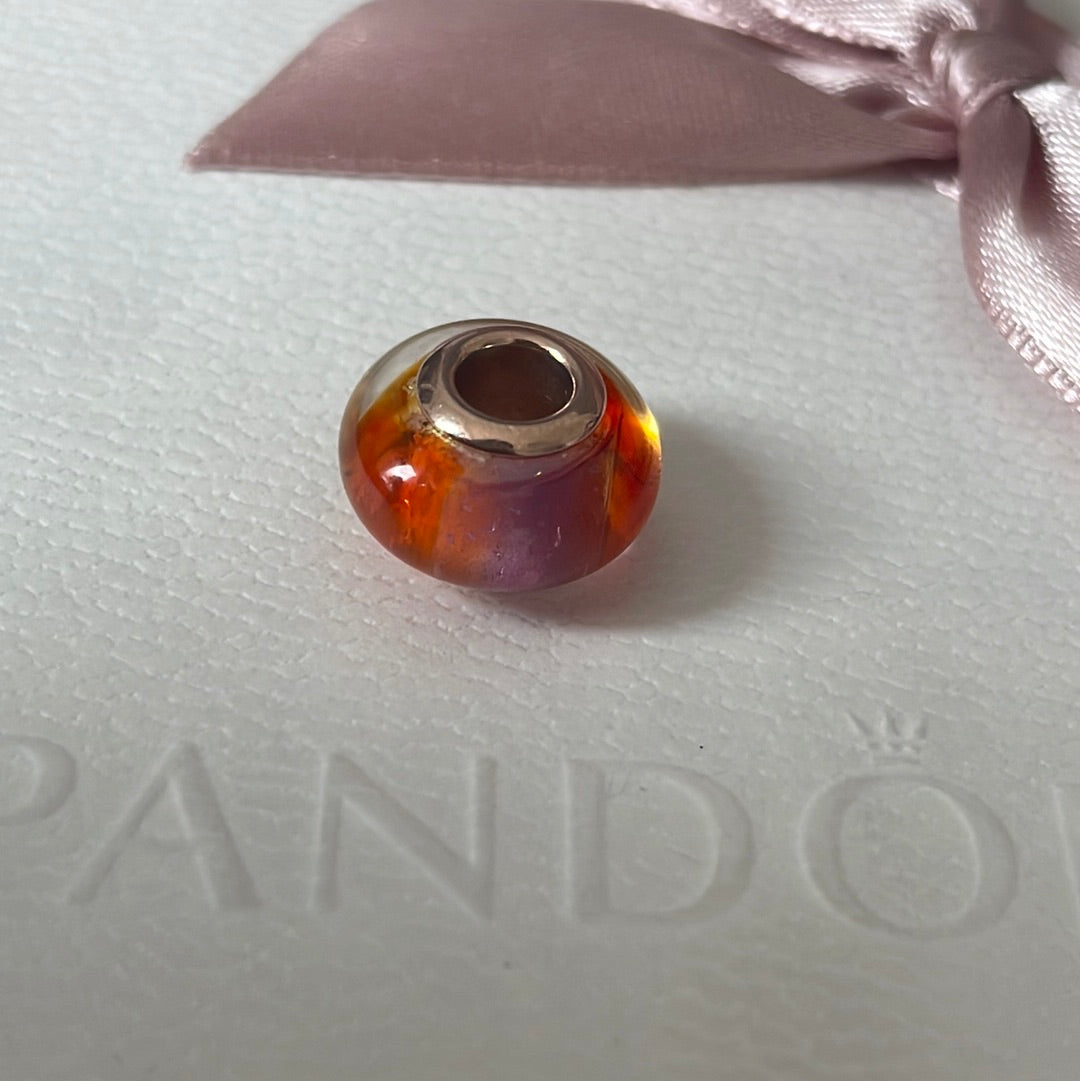 Genuine Pandora Rose Gold Sunset Glitter Murano Charm