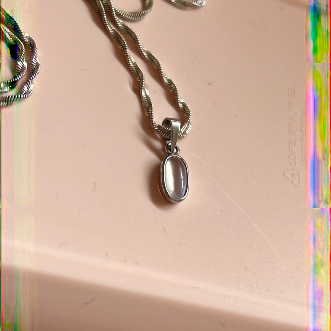 Sterling Silver Necklace Chain 40cm With Moonstone Pendant