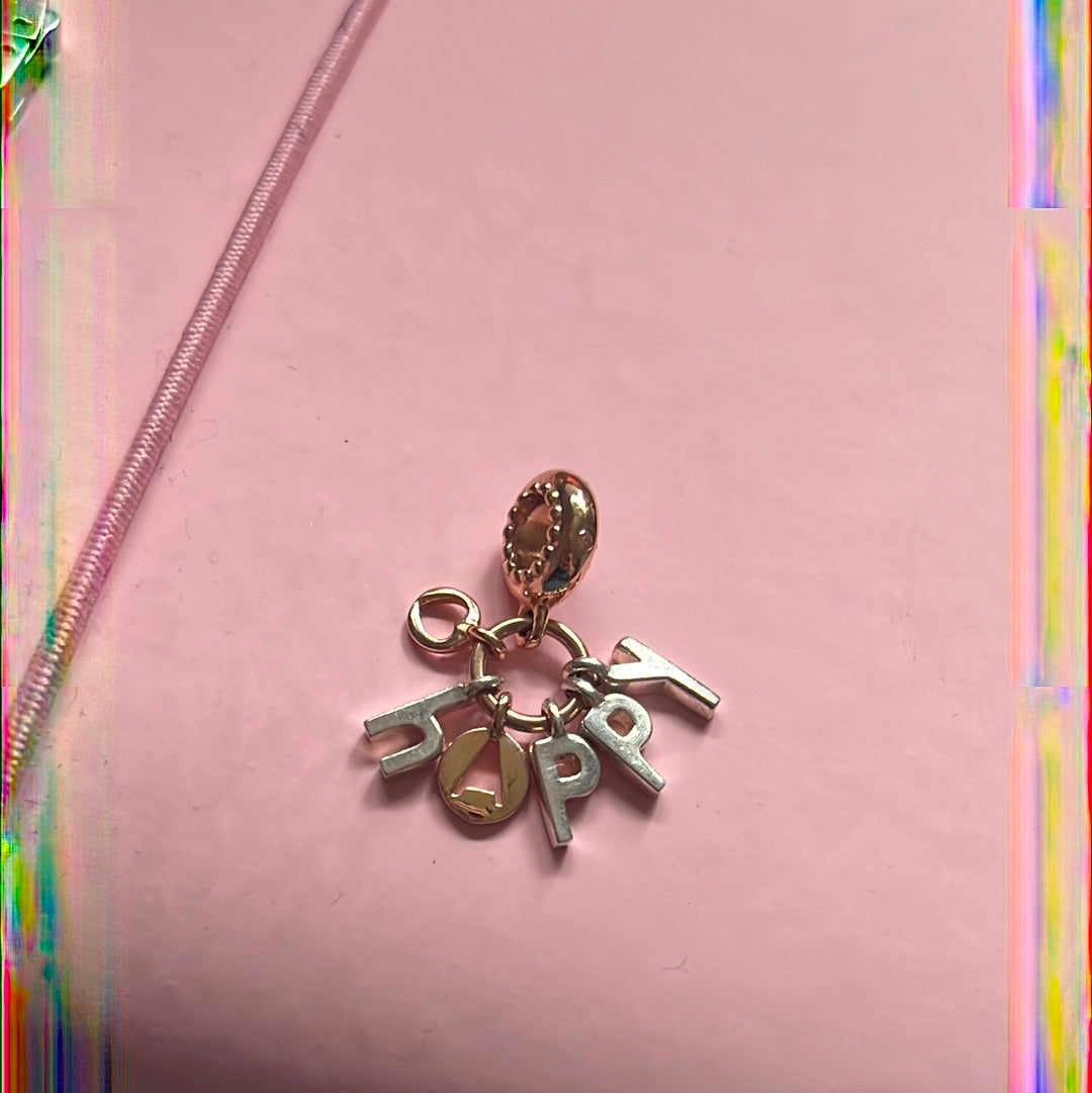 Genuine Pandora Rose Gold Happy Dangle Charm With CZ