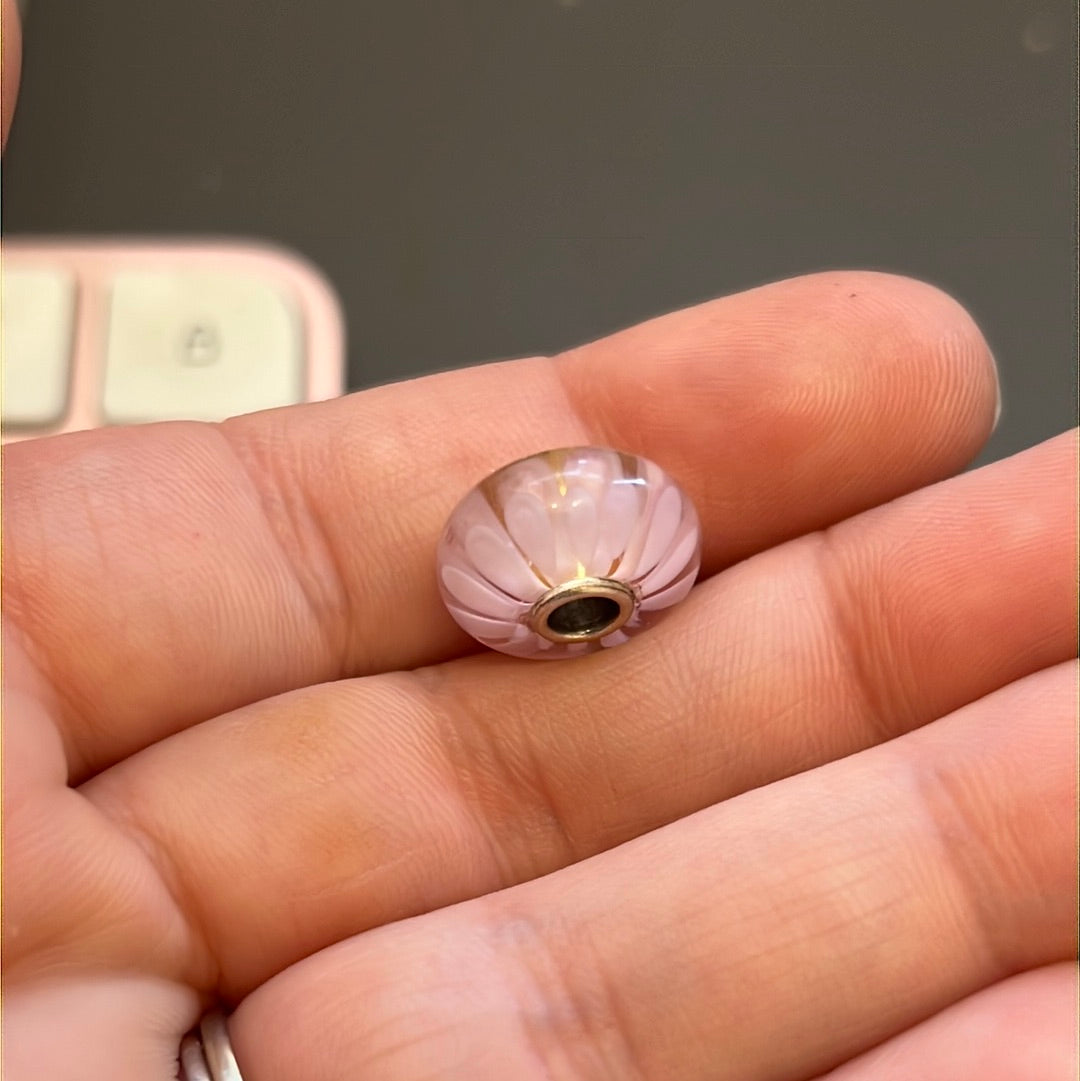 Genuine Trollbeads Pink Double Layer Petal Murano Charm