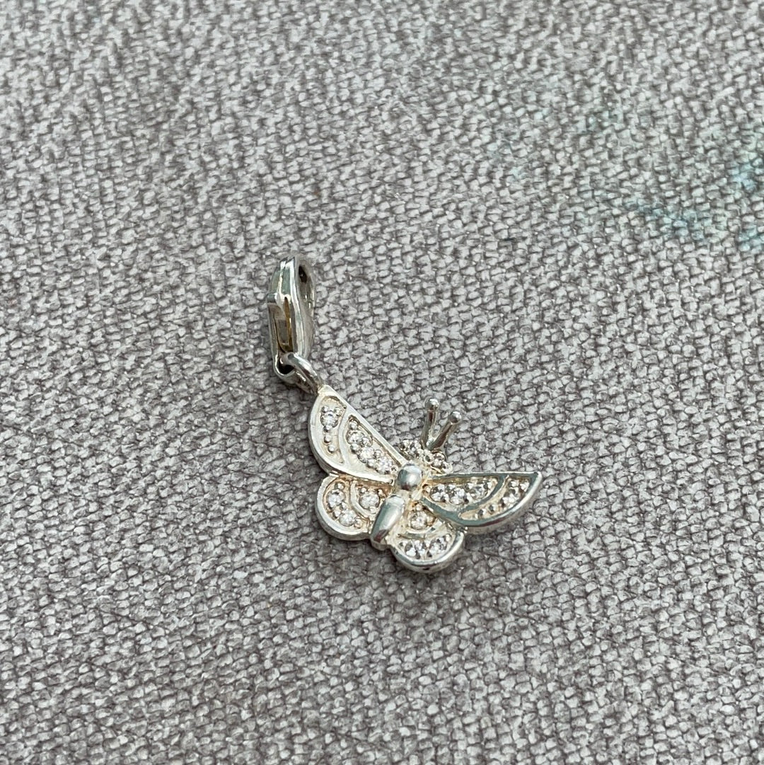 Genuine Thomas Sabo Sterling Silver Pave Butterfly Dangle Clip Charm