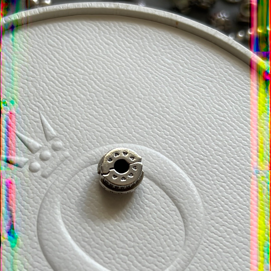 Genuine Pandora Sparkling Pave Lines and Logo Clips PAIR