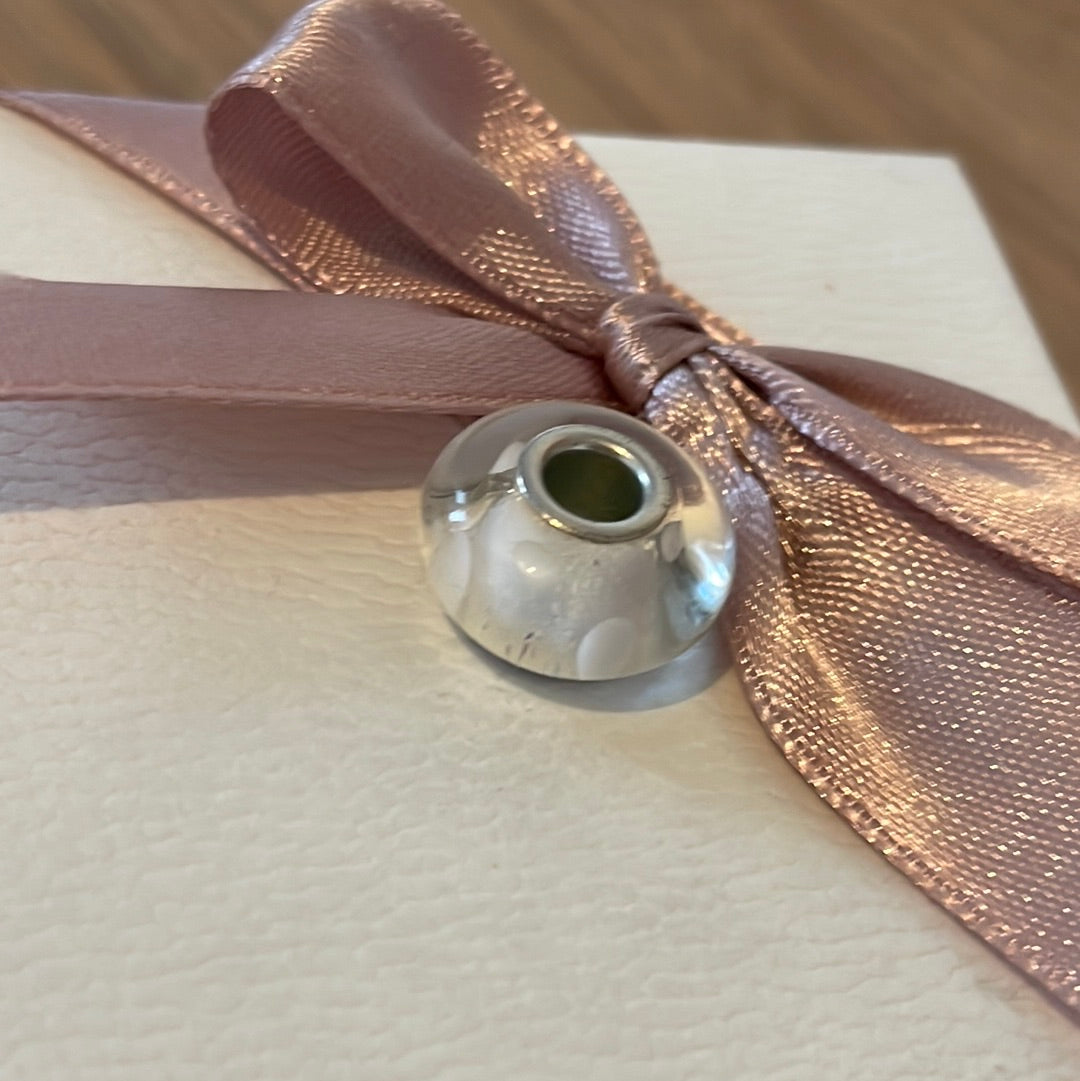 Genuine Chamilia Murano White sparkle and White Polka Dot