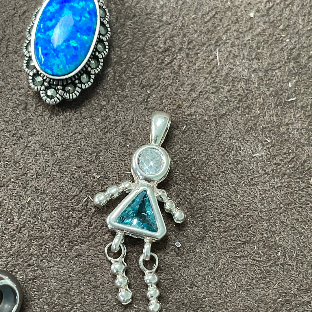 Unbranded Sterling Silver Crystal Doll Charm Dangle