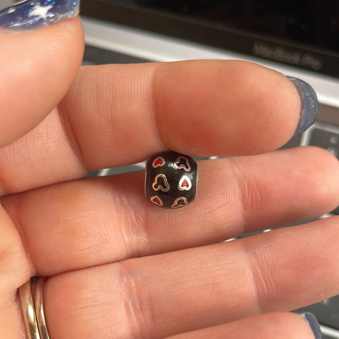 Genuine Pandora Disney Black Enamel Mickey Heart Charm