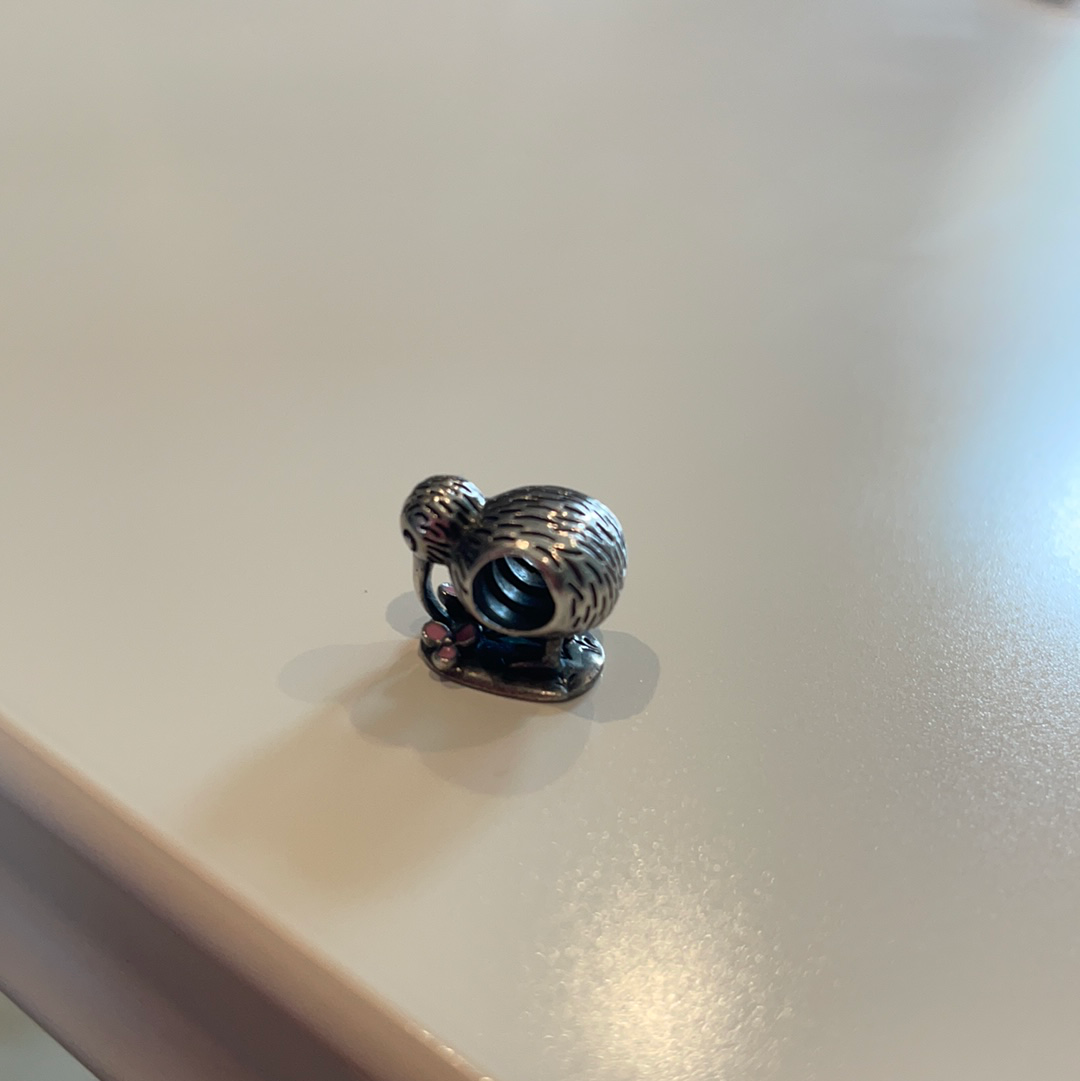 Genuine Pandora RARE New Zealand Kiwi Bird With Enamel Flowers Charm