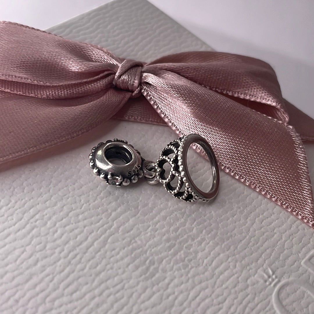 Genuine Pandora Tiara Princess Crown Heart Dangle Charm