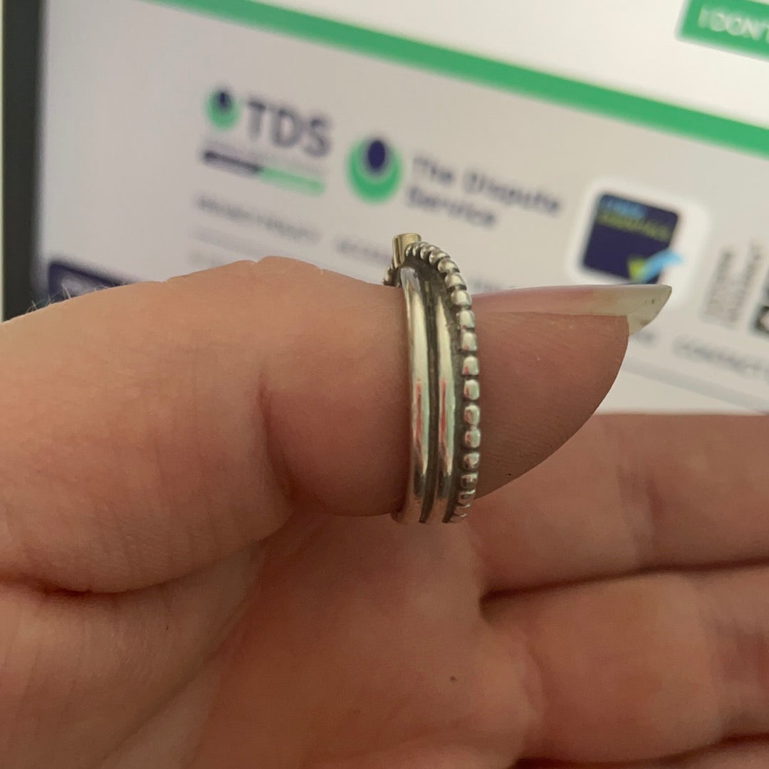 Genuine Pandora RARE and RETIRED Rising Star Two Tone Ring Kerry's Diamond Size 60